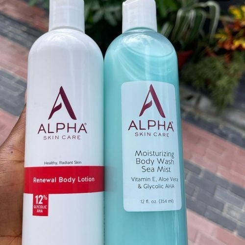 Alpha skincare set, body wash and body lotion combo