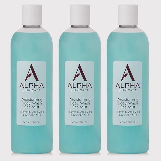 Alpha skincare moisturising body wash with glycolic AHA Vit E and Aloevera